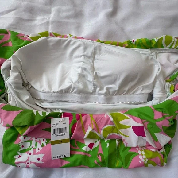 NWT Trina Turk Plus Size 14 La Palma Swimsuit Pink and Green One Piece - Picture 6 of 8